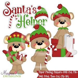 SVG-bestanden knippen/Paper Piecing/PNG-illustraties-Franklin-Santa's Helper-Instant Download-Print en Cut-Scrapbook Elements-Die Cuts-Christmas Svg