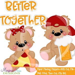 Fichiers de coupe SVG/pièces en papier/PNG Clip Art-Benny & Belinda-Better Together-Pizza bière-scrapbook éléments-découpes-fichiers de coupe SVG