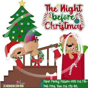Pliki do cięcia SVG/Paper Piecing/PNG Clip Art-Benny & Belinda-Night Before Christmas-Elementy do scrapbookingu-Wykrojniki-Pliki do cięcia SVG-Wigilia svg