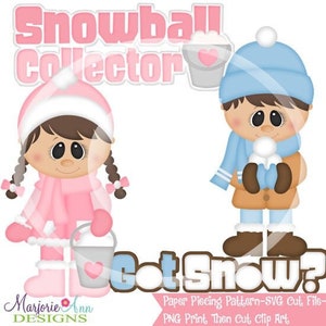 SVG Cut Files/Paper Piecing/PNG Clip Art-Snowball Collector-Instant Download-Print and Cut-Scrapbook Elements Winter Snowball Fight Svg