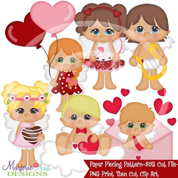 SVG Cut Files/Paper Piecing/PNG Clip Art-Cupid Kids-Instant Download-Print and Cut-Scrapbook Elements-SVGS Valentine Svg File Cute Kids