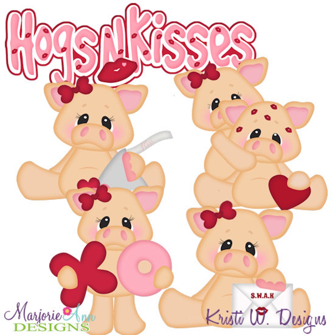 Hogs &amp; Kisses Clipart-instant Download-digital - Etsy