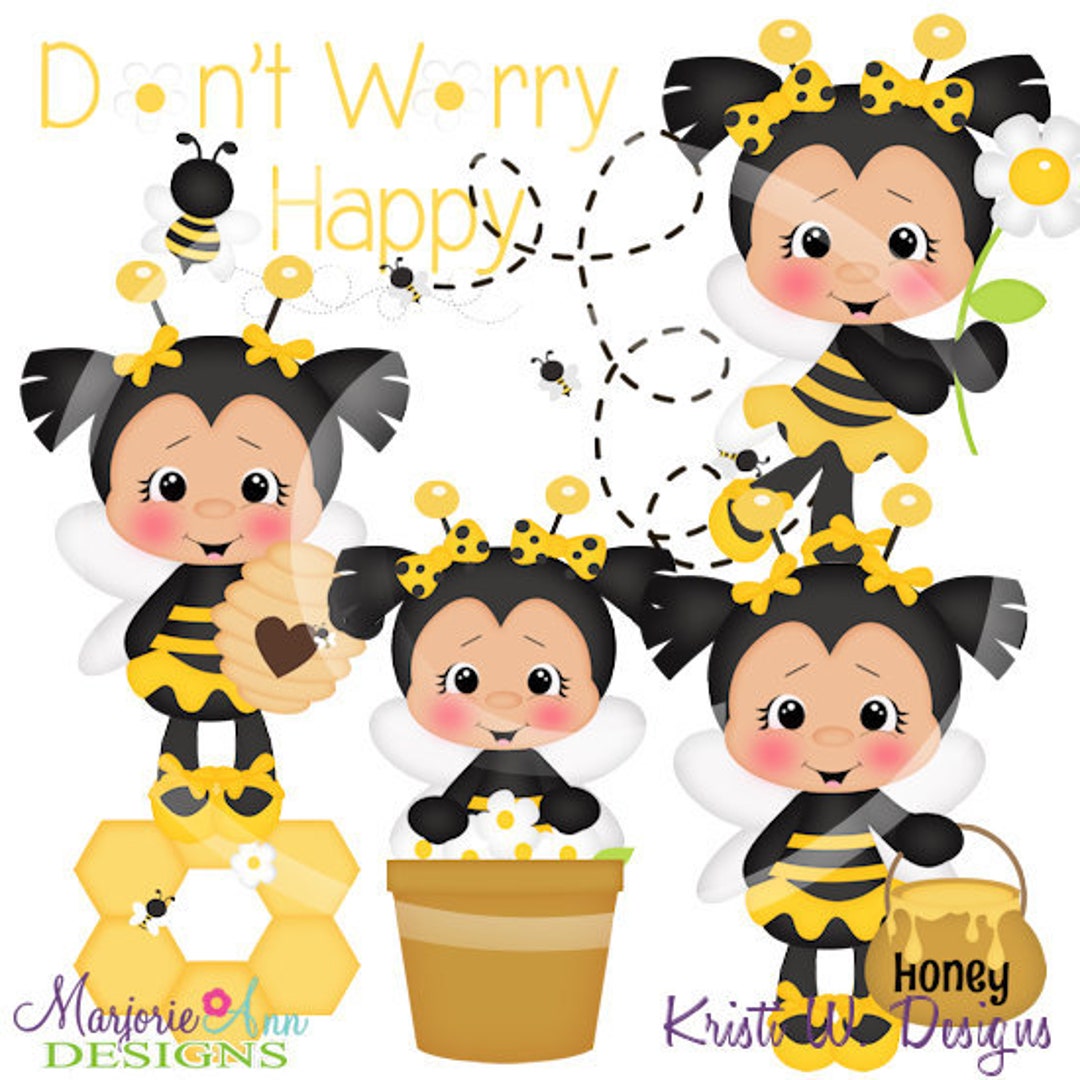 Happy Bees Clip Art-digital Clipart-png Clip Art-digital Scrapbooking