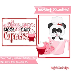 Archivos de corte SVG/Paper Piecing/PNG Clip Art - Te amo más que a los cupcakes - Descarga instantánea - Impresión y corte - Elementos para álbumes de recortes - Troqueles - Archivos de corte