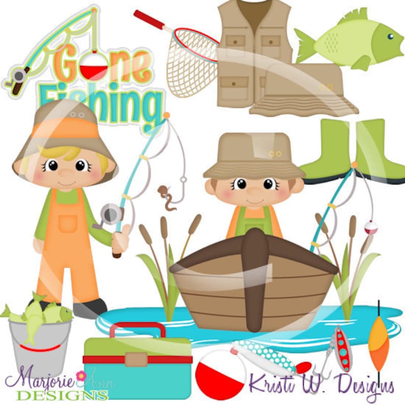 Gone Fishing Clip Art-digital Clipart-png Clip Art-digital - Etsy