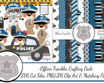 Officer Franklin Crafting Pack/SVG Cutting Files/Paper Piecing/Clipart/Digital Papers Download/Scrapbook/Card Making/Cop Car/Police/Crime