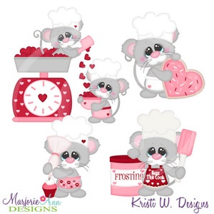 Baking Up  Love Mice Clipart-Instant Download-Digital Clipart-valentine clip art-baking clip art-baking cookies-cute mouse