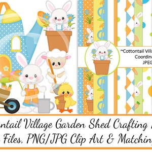 Cottontail Village-Garden Shed Crafting Pack/SVG Cutting Files/Paper Piecing/Clipart/Digital Papers Download/Scrapbook/Card Making/Paper