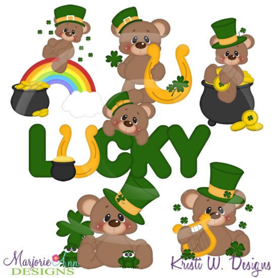 Brownie Bear Feel Lucky Clipartinstant Downloaddigital Clipartpng