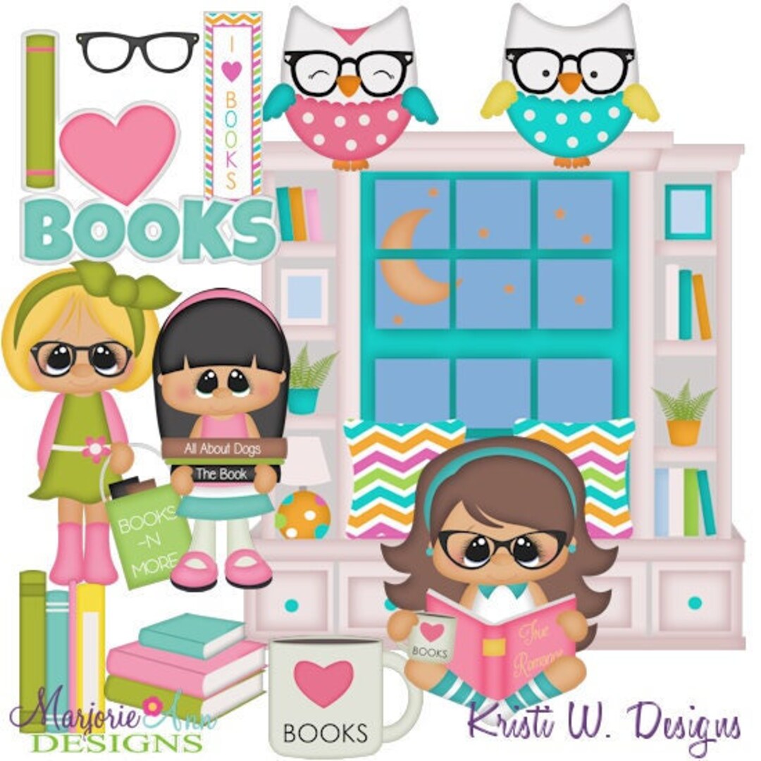 I Love Books Clip Art-instant Download-digital Clipart-sublimation