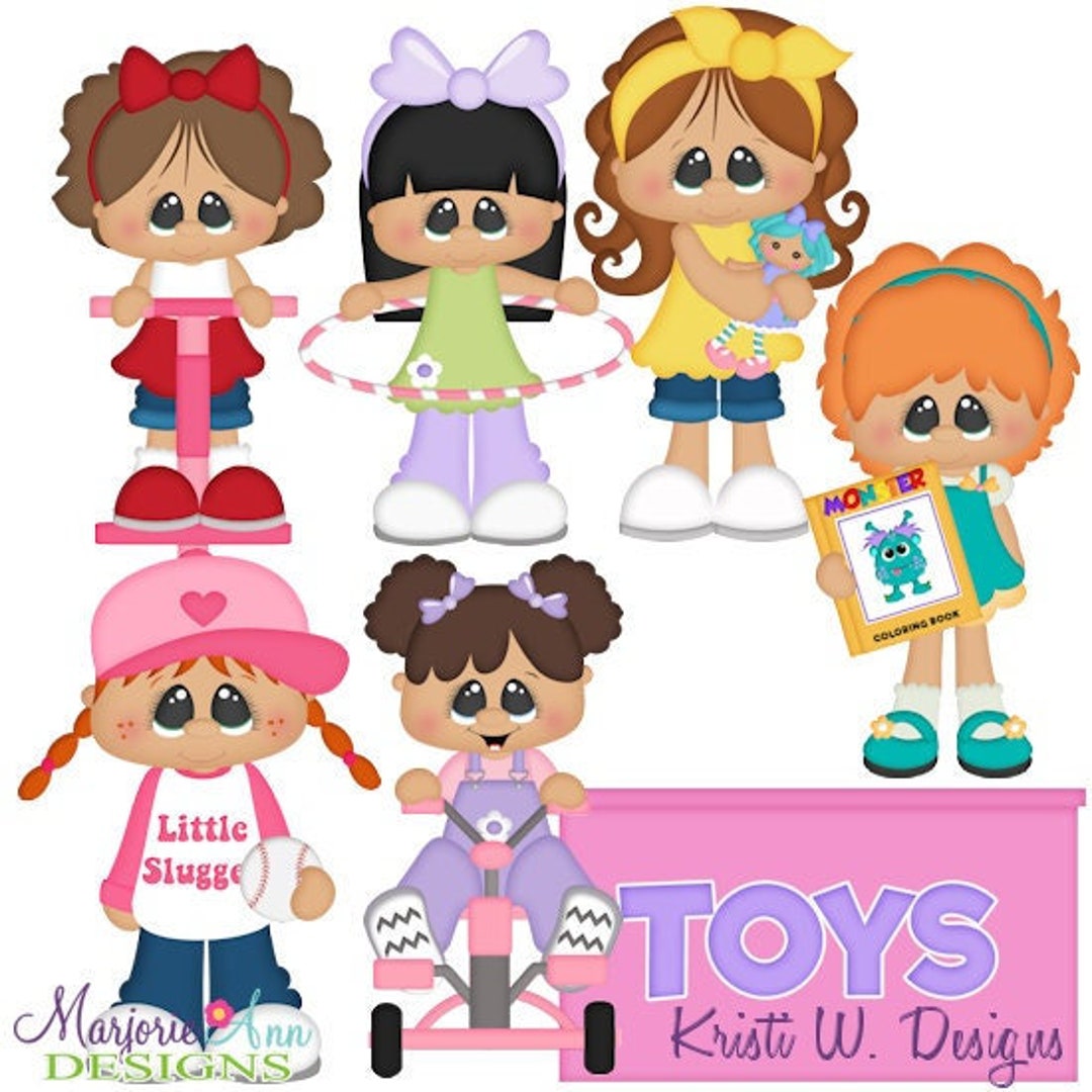 Girls and Their Toys Clipart-instant Download-digital Clipart-png Clip ...