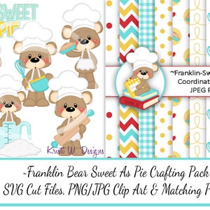 Franklin Bear Sweet Baking Crafting Pack/SVG Cutting Files/Paper Piecing/Clipart/Digital Papers Download/Scrapbook/Card Making/Baking SVG