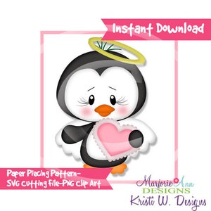 Archivos de corte SVG/Paper Piecing/PNG Clip Art - Pingüino "So In Love" - Descarga instantánea - Impresión y corte - Elementos para álbumes de recortes - Troqueles - Creación de tarjetas