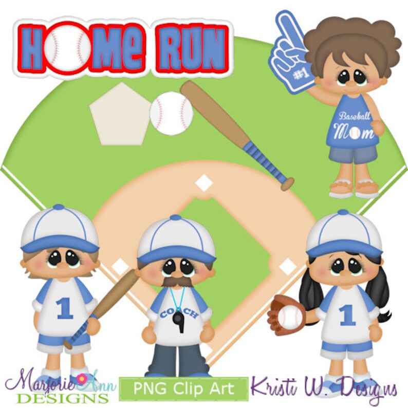 Home Run Clip Artinstant Downloaddigital Clipart Etsy