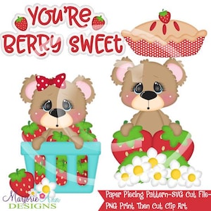 Arquivos de corte SVG/Paper Piecing/Clipart PNG - Charlie e Jojo Berry Sweet - Elementos de scrapbook - Die Cuts - Arquivos de corte SVG - Arquivos SVG de morango
