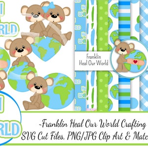 Franklin Heal The World Crafting Pack / SVG Cutting Files / Paper Piecing / Clipart / Digital Papers Download / Scrapbook / Card Making