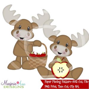 File di taglio SVG/Paper Piecing/Clip Art PNG - Bushels Of Fun 2 - Elementi per scrapbooking - Fustelle - File di taglio SVG - File di taglio SVG con alce autunnale e frutteto di mele