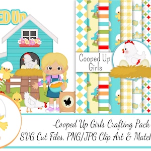 Country Farm - Girls Crafting Pack/SVG Cutting Files/Paper Piecing/Clipart/Digital Papers Download/Scrapbook/Card Making/Farm SVG Files