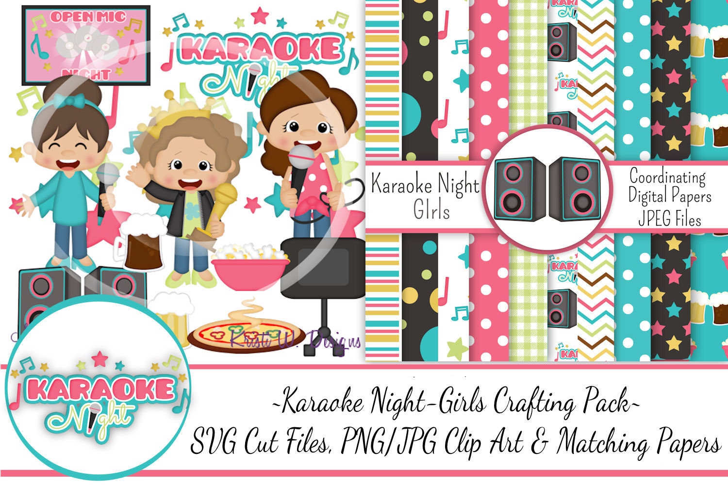 Karaoke Night-girls Crafting Pack/svg Cutting Files/paper Piecing