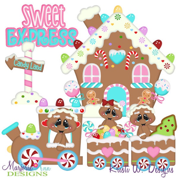 Sweet Christmas Train-Gingers Clipart-Instant Download-Digital Clipart-PNG clip art-digital scrapbooking-christmas train-candy-gingerbread