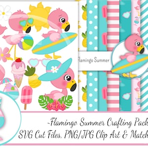 Flamingo Summer Crafting Pack/SVG Cutting Files/Paper Piecing/Clipart/Digital Papers Download/Scrapbook/Card Making/Flamingo SVG Files