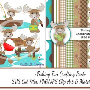 Fishing Fun Crafting Pack/SVG Cutting Files/Paper Piecing/Clipart/Digital Papers Download/Scrapbook/Card Making/Going Fishing SVG Files