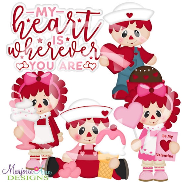 Raggedy Sweethearts Valentine's Day Clipart-Instant Download-Digital Clipart-PNG clip art-digital scrapbooking die cuts-true love-sweetheart