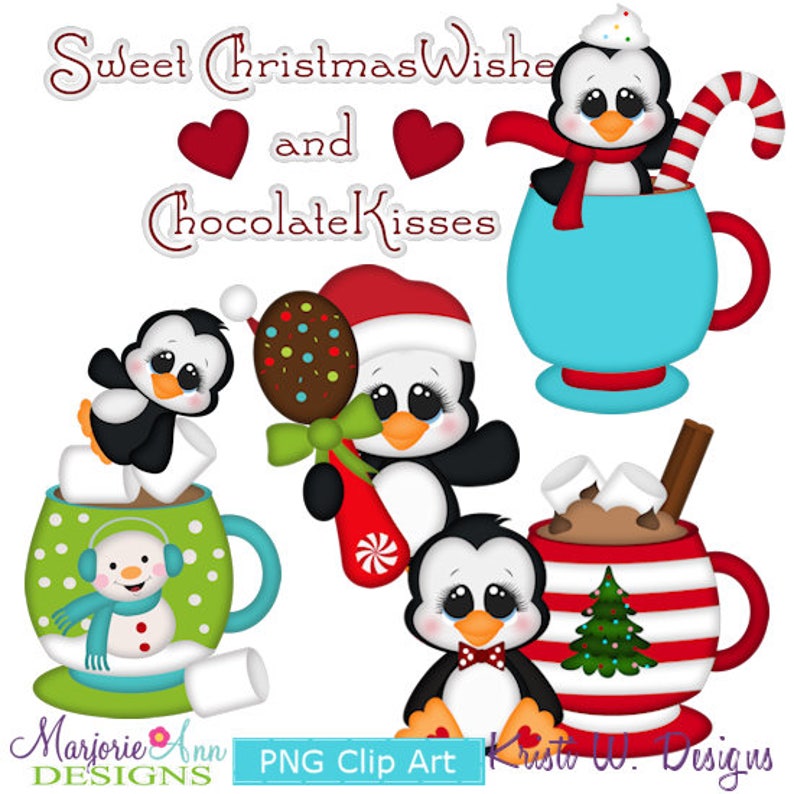 Christmas Wishes /& Chocolate Kisses Clipart-Instant Download-Digital Clipart-PNG clip art-digital scrapbooking