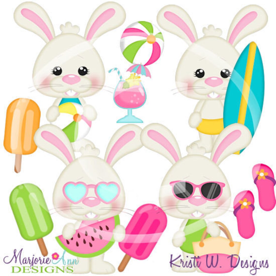 Sunny Bunny Clip Art-instant Download-digital Clipart-summer | Etsy