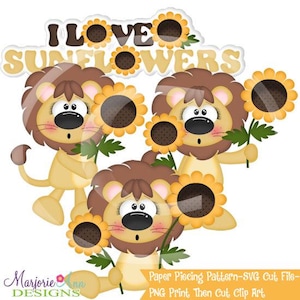 Fichiers de coupe SVG/pièces en papier/clipart PNG - J'aime les tournesols Lions-éléments de scrapbooking-découpes-SVG automne tournesols fichiers Svg Lion