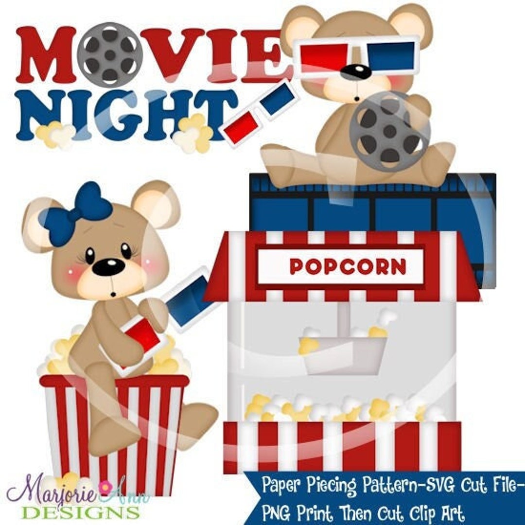 SVG Cut Files paper Piecing png Clip Art franklin Frannie Movie Night svg-cut-files-paper-piecing-png-clip-art-franklin-frannie-movie-night