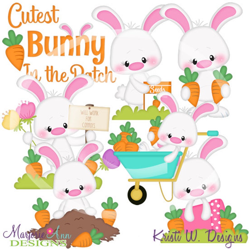Carrot Patch Clip Art-Instant Download-Digital Clipart-easter-cute bunny-easter basket-bunny-carrot