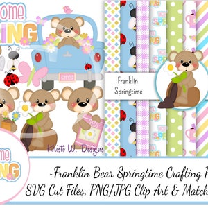 Franklin Bear Springtime Crafting Pack/SVG Cutting Files/Paper Piecing/Clipart/Digital Papers Download/Scrapbook/Card Making/Spring SVG File