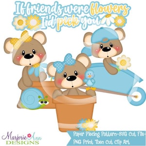 Archivos de corte SVG/Paper Piecing/PNG Clip Art-Franklin Frannie Friends Flowers-Elementos de álbum de recortes-Troqueles-Archivos de corte SVG Amigo Svg Amor svg