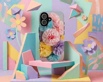 Pastel Floral Tough Phone Case, Joyful Blooms Design