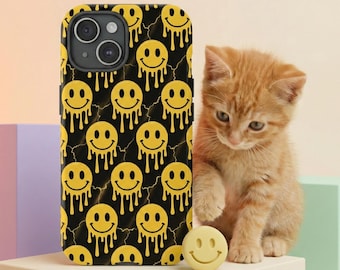 Dripping Smiley Phone Case, Retro Lightning Tough Cover