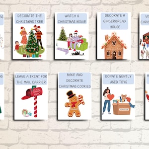 Printable Advent Calendar Stickers - Digital Christmas Countdown Tags - 24 Cute Square Advent Labels - Instant Download