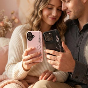 Paar-Handyhülle mit zwei Namen und Herz iPhone MagSafe Fall