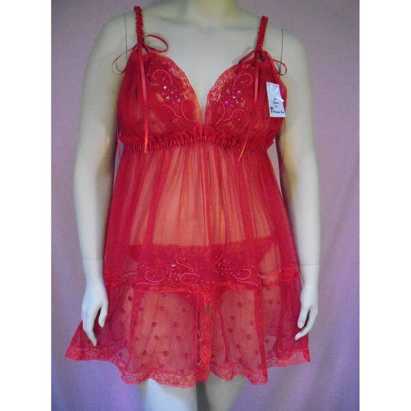 PLUS SIZE LINGERIE Red Chemise