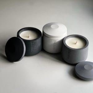 3 Mini Concrete Soy Candles | Handmade Minimalist Decor Set | Eco-Friendly Gift | Gi