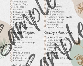 Digital Camping Packing List