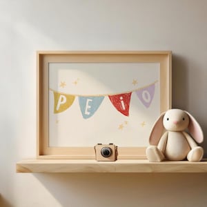 Customizable Children&#39;s Sheet with Name | Boy or Girl&#39;s Room Decoration | Bunting Garland