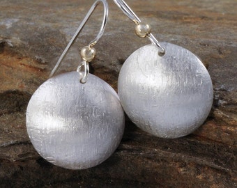 Textured Eco Friendly Sterling Silver Earrings, Mixed Metal Earrings