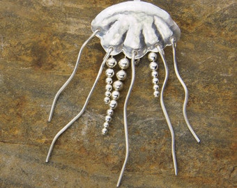 Jellyfish Jewelry, Jellyfish Pendant, Sterling Silver Jellyfish Pendant, Jellyfish Necklace