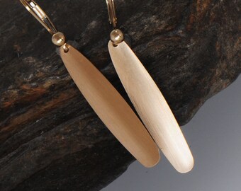 Simple Long Oval Gold Leverback Earrings