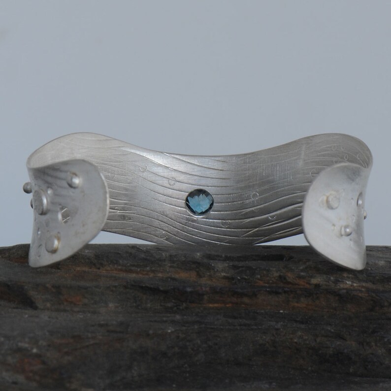 Wavy Sterling Silver Cuff, London Topaz Silver Cuff Bracelet, Wavy Cuff, Sterling Silver Cuff, Eco Friendly Cuff image 4