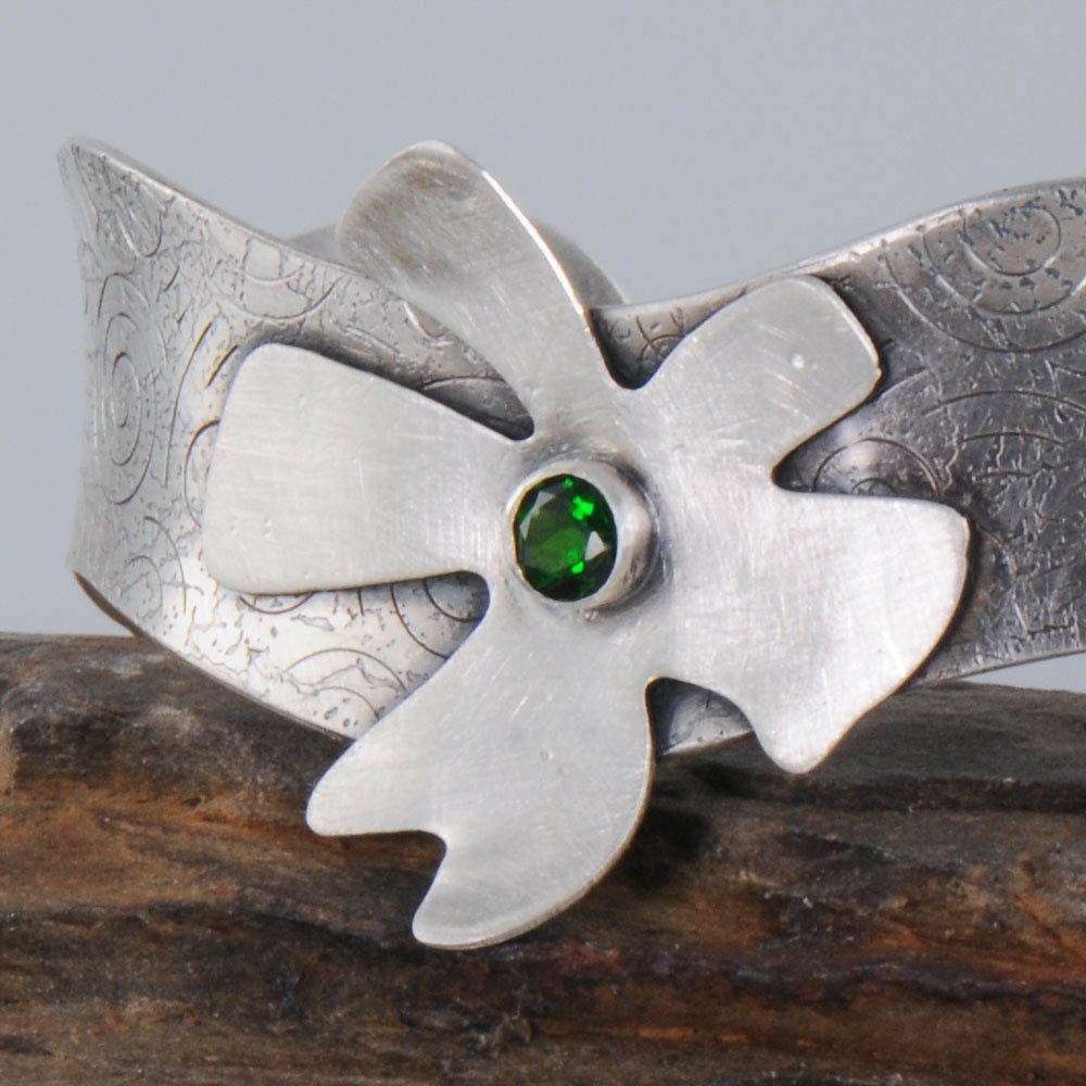 ブレスレット Green Floral Stone Cuff Bracelet Antique Floral Green Blue Crystal Rhinestone Yellow Flower