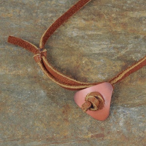 Heart Necklace, Heart Pendant, Mixed Metal Heart Pendant, Leather Cord, Copper and Silver Necklace image 4