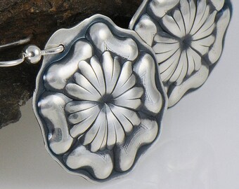 Flower Sterling Silver Earrings, Eco Friendly Silver Earrings