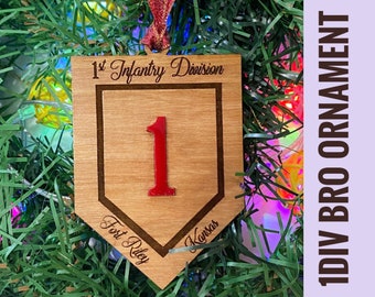 First Infantry Division Ornament, Wood, KANSAS The Big Red One/ Military/ Fort Riley/ Army Pride/ Gift Idea/ 1st/ decor BRO, Christmas